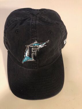 Vintage Florida Marlins New Era Hat MLB Baseball Black Adjustable Fish Logo